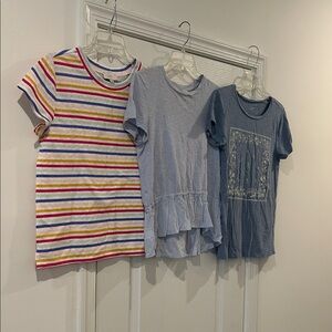 BUNDLE LOFT Striped Multicolor and Blue Short Sleeve Tops